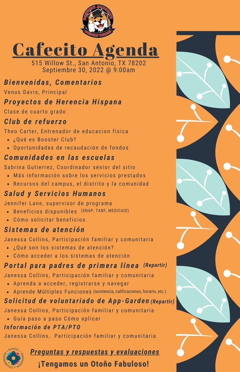 September Cafetico Agenda Spanish