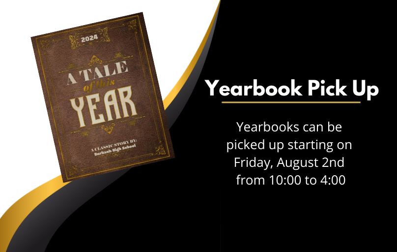 Yearbook pick up will be Friday, August 2nd from 10 to 4