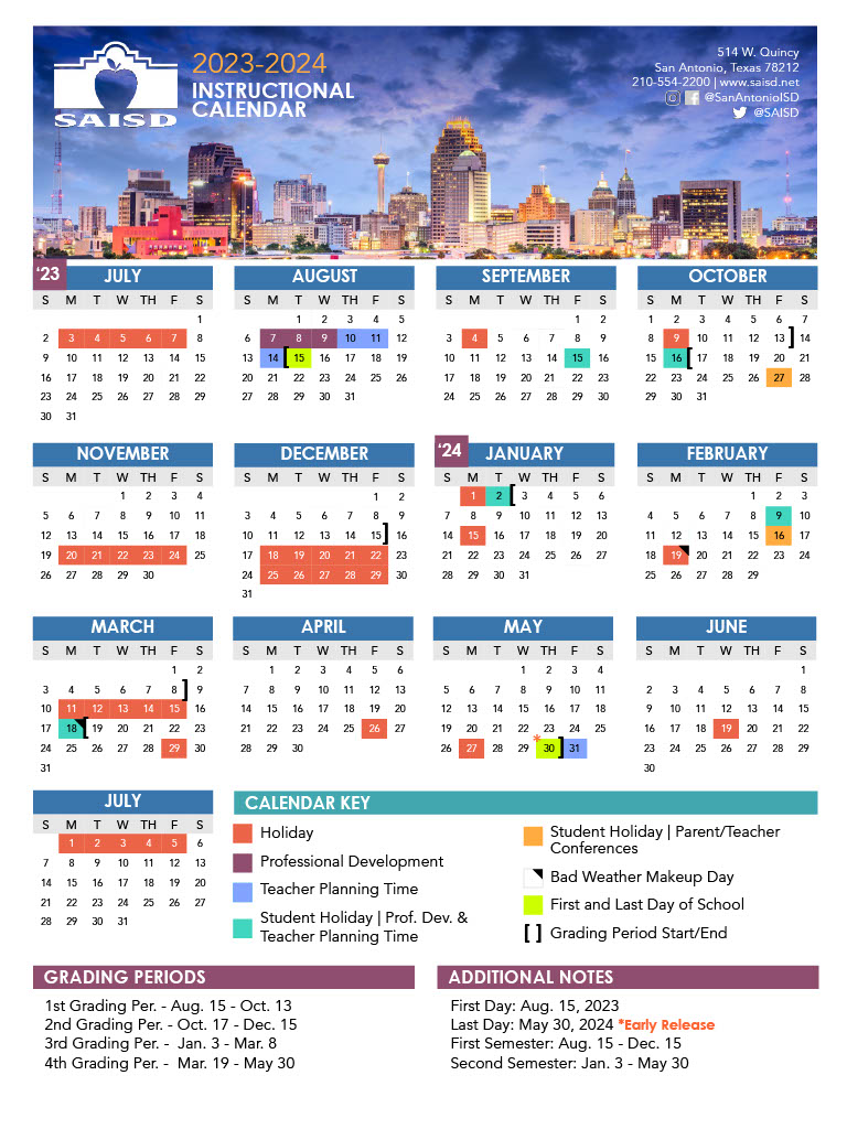 Kate Schenck Elementary School Calendar